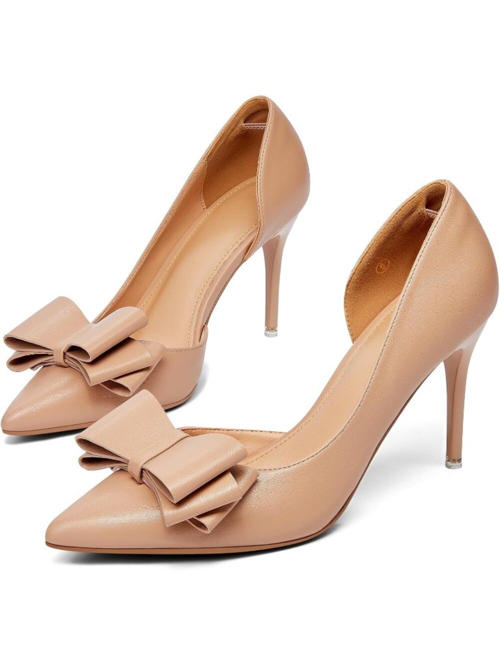 Women's Light Khaki Faux Leather Closed Pointed Toe Stiletto Slip on Pumps